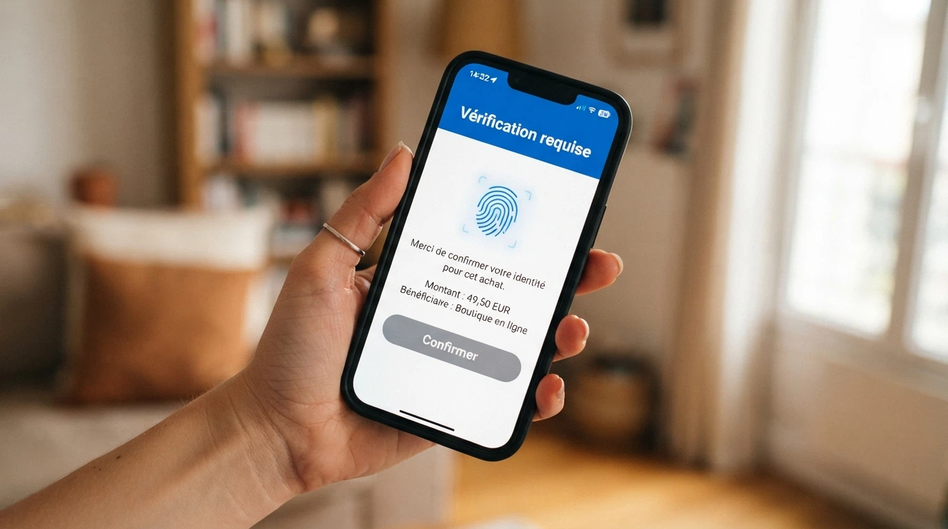 Écran d'authentification 3D Secure sur un smartphone lors d'un paiement par carte bancaire vers un site de jeu