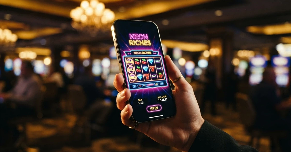 Capture d'écran d'une machine à sous Hacksaw Gaming affichée en orientation verticale sur un smartphone