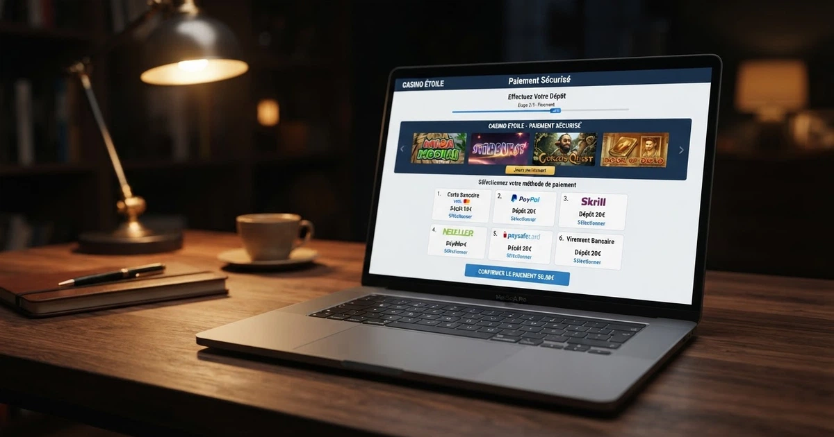 Page d'accueil d'un casino en ligne affichant le logo Klarna parmi les options de paiement, sur fond sombre