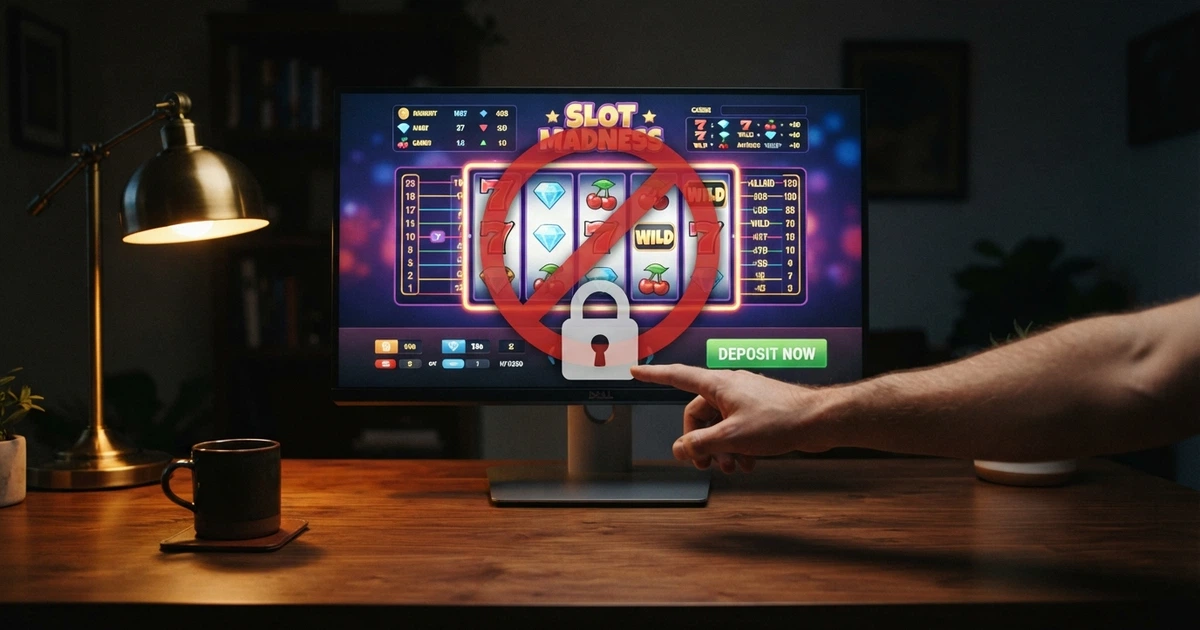 Interface d'un casino en ligne affichant l'option de paiement Pay N Play sur un écran d'ordinateur, avec un cadenas barré en surimpression
