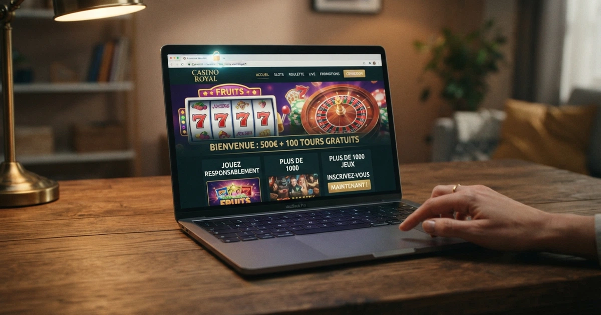 Un écran affichant la page d'accueil d'un site de jeux en ligne avec un cadenas de sécurité dans la barre d'adresse, une liste de critères de vérification affichée en surimpression