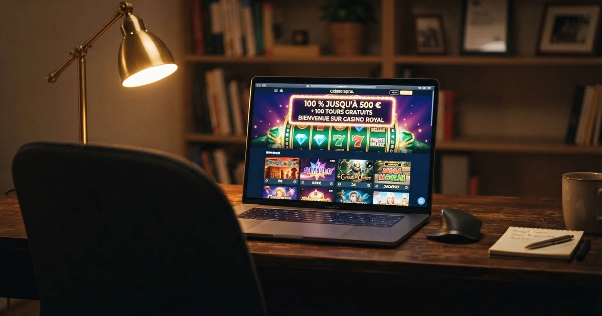 Navigateur web affichant la page d'accueil d'un casino en ligne sans agrément ANJ, avec des machines à sous et des offres de bonus en français