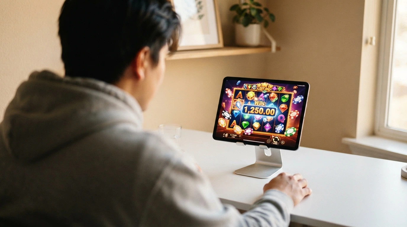 Une interface de casino en ligne montrant une grille de machines à sous colorées avec leurs jaquettes, dont Sweet Bonanza et Gates of Olympus