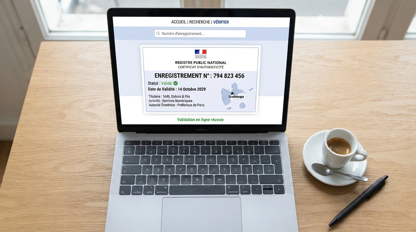 Capture d'écran du registre public Anjouan Gaming montrant un certificat de licence avec son numéro et sa date de validité