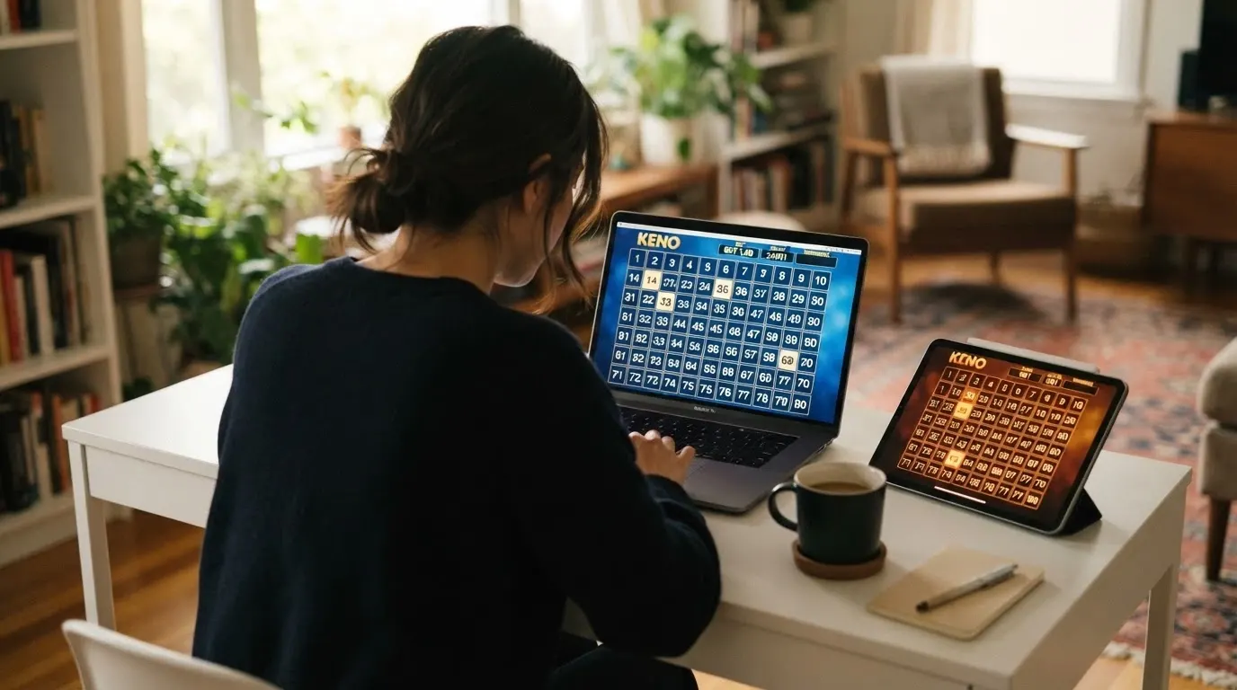 Écrans d'accueil de plusieurs plateformes de keno en ligne affichant leurs interfaces de jeu