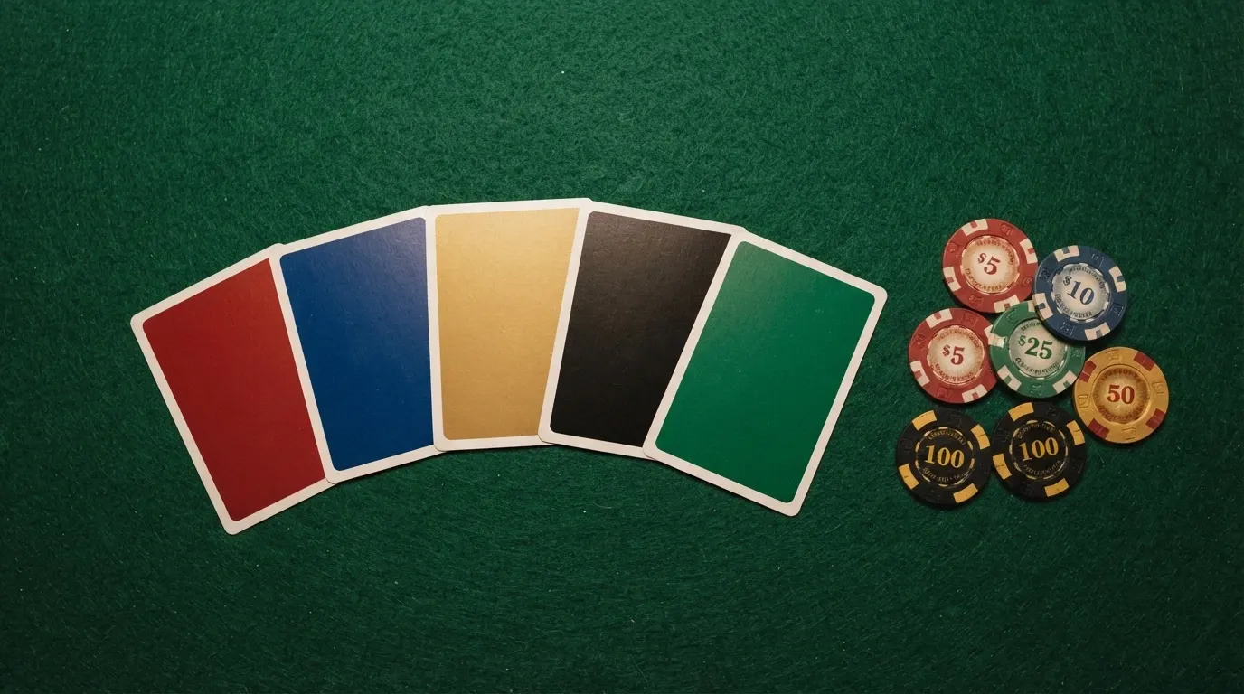 Rangée de cartes de casino disposées en éventail, chaque carte portant un logo différent et une pastille de couleur pour le statut légal