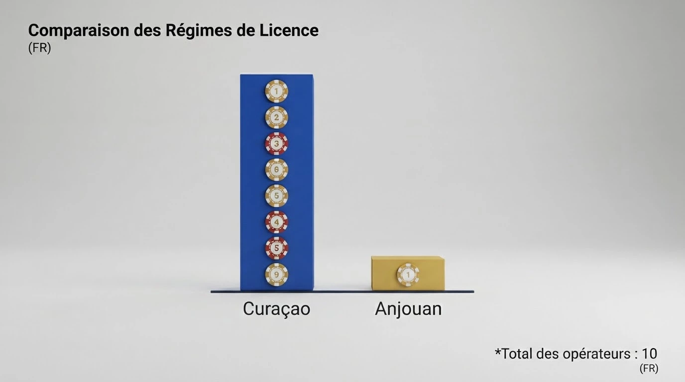 Visuel comparatif stylisé montrant les logos des dix opérateurs de la sélection, regroupés par licence