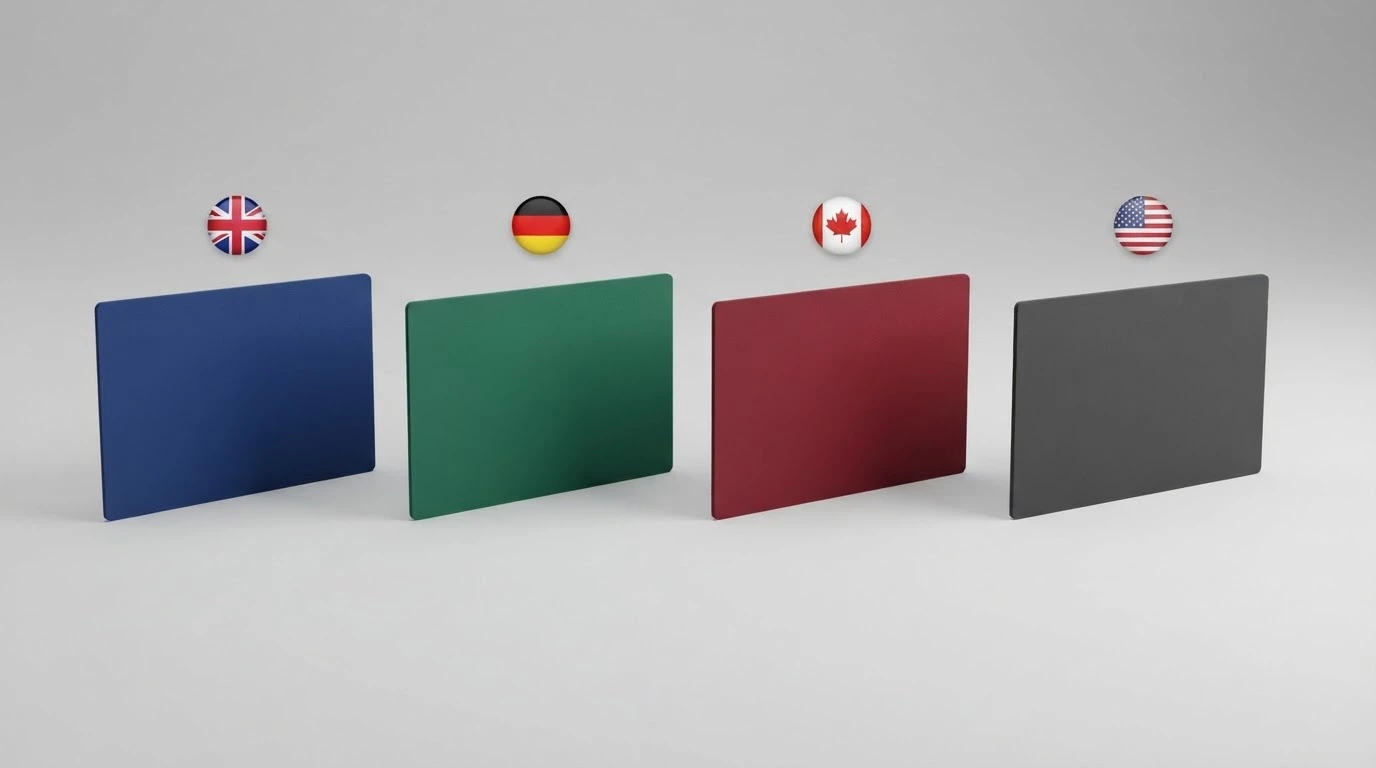 Une grille de comparaison visuelle avec des fiches opérateurs alignées, chaque fiche portant un drapeau de licence différent