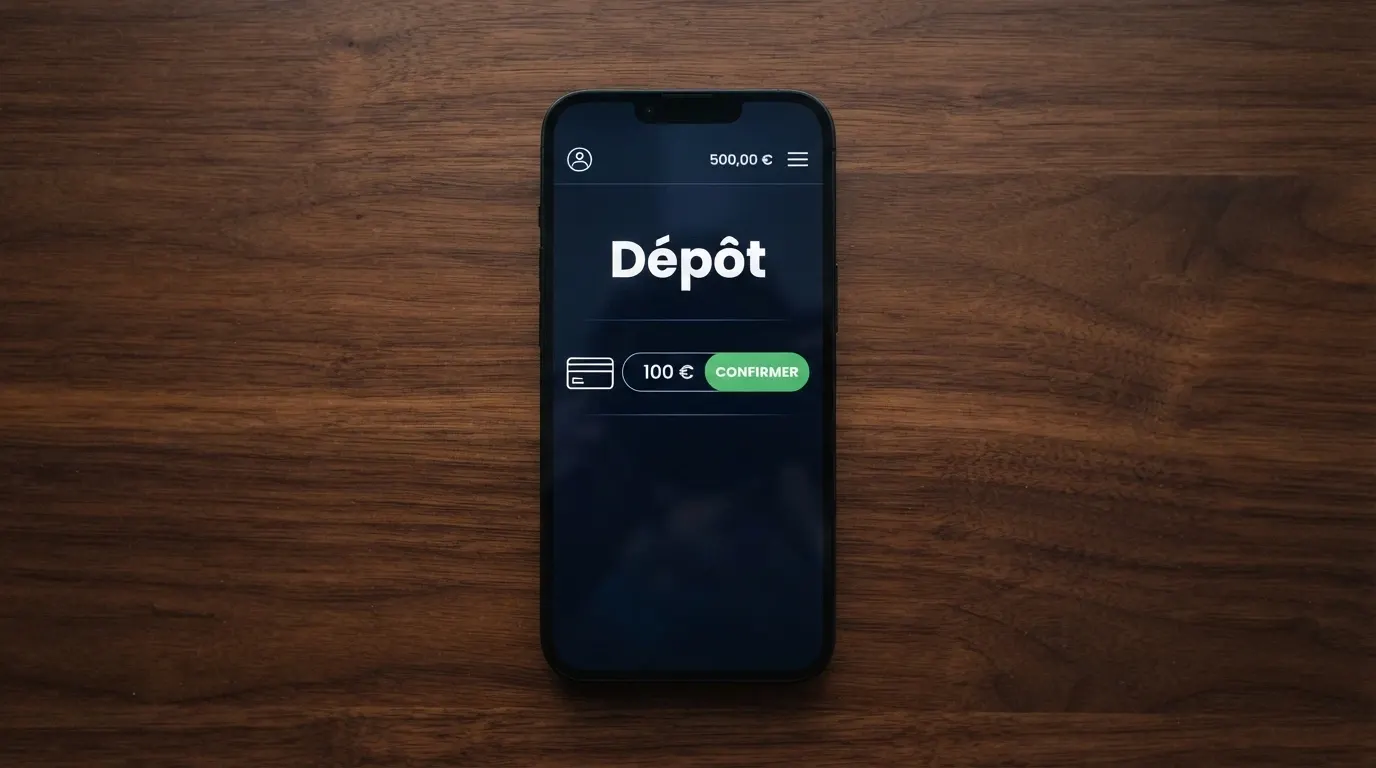Une capture d'écran de la page de dépôt d'un casino en ligne avec l'option American Express sélectionnée et un champ de montant visible