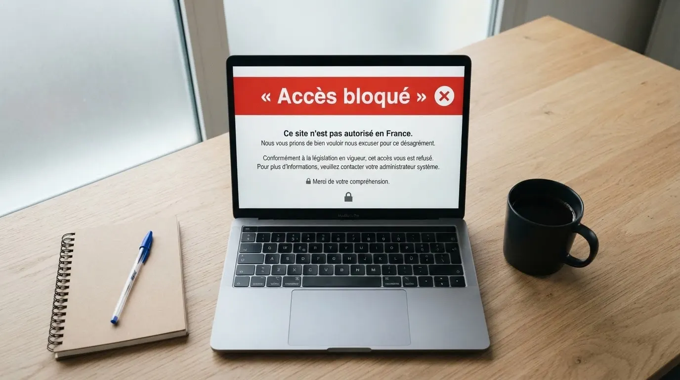 La page officielle de l'ANJ listant les sites de jeux bloqués en France