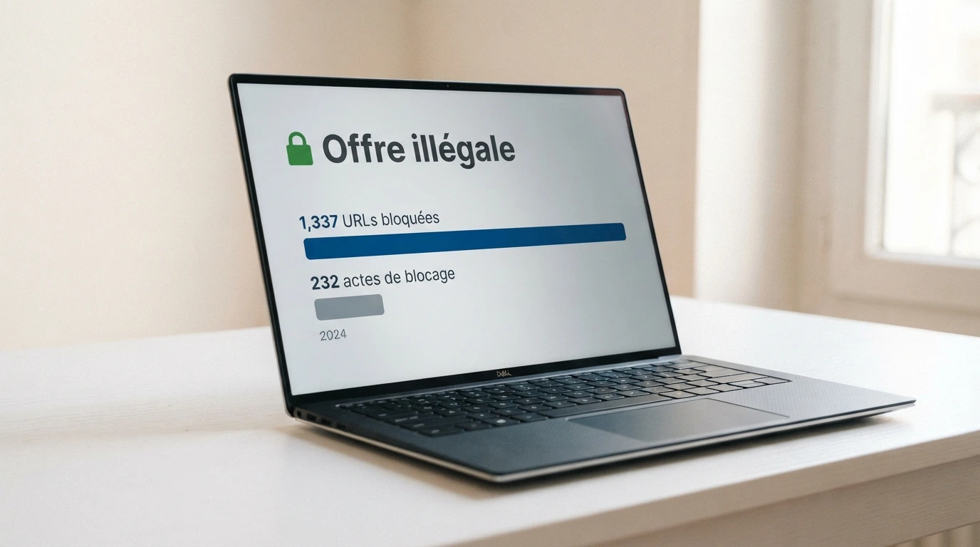 Capture d'écran du site de l'ANJ montrant sa page de lutte contre l'offre illégale