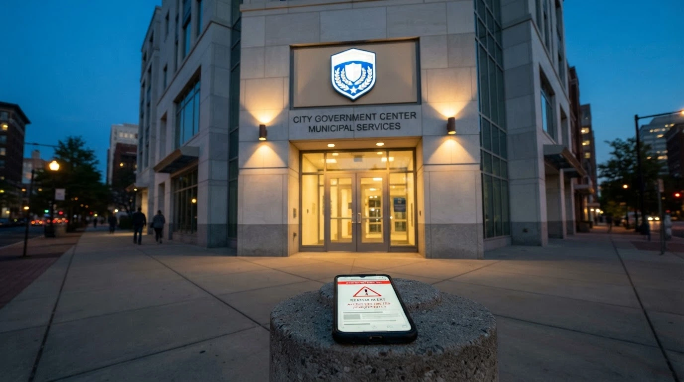 Façade officielle avec le logo de l'ANJ, smartphone affichant un site de casino barré d'un avertissement rouge