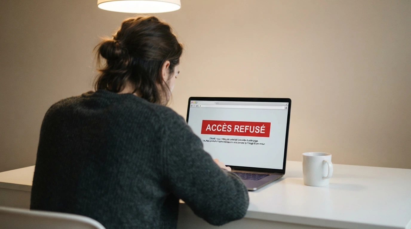 Un document officiel portant un tampon réglementaire, posé sur un bureau, avec en arrière-plan flouté l'interface du site de l'ANJ