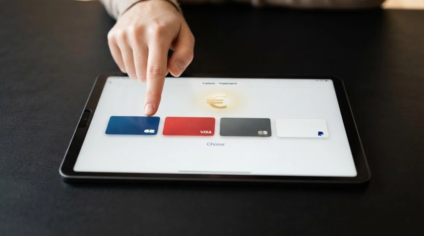 Écran de caisse d'un casino en ligne présentant les logos des méthodes de paiement acceptées (Visa, Mastercard, PayPal, Skrill, Neteller, paysafecard)