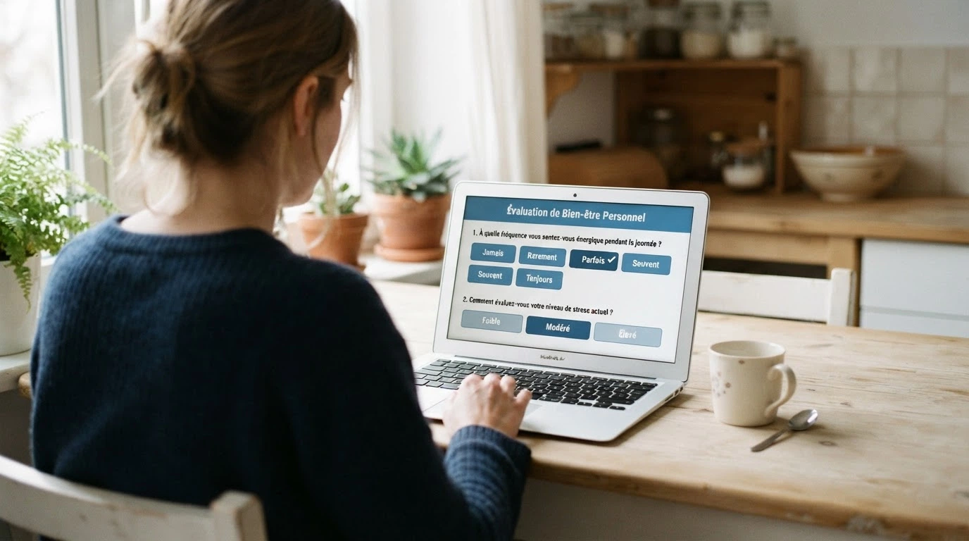 Capture d'écran de la page d'accueil du site Evalujeu, montrant le bouton d'accès au questionnaire d'auto-évaluation