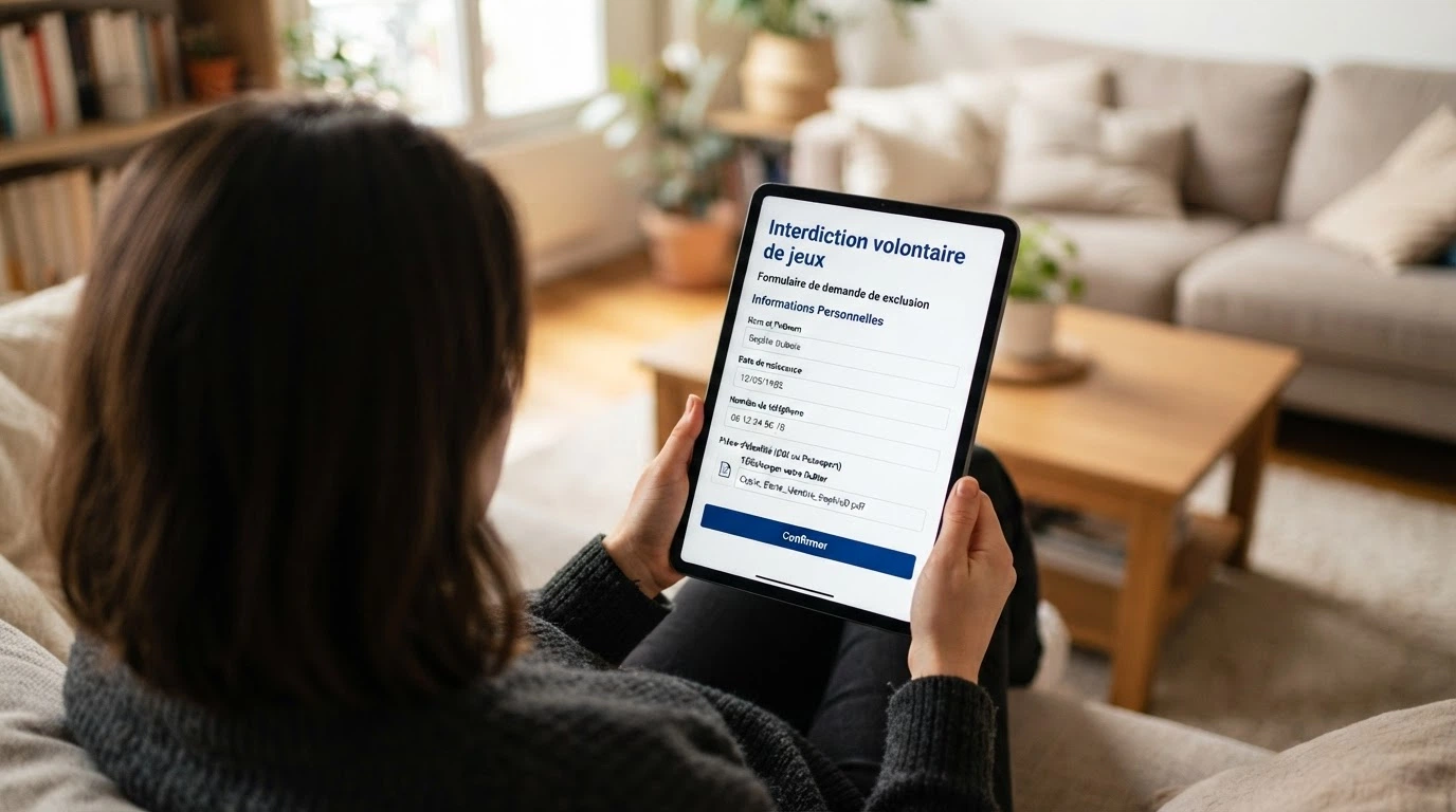 Écran du site anj.fr présentant le formulaire d'interdiction volontaire de jeux (IVJ) en ligne