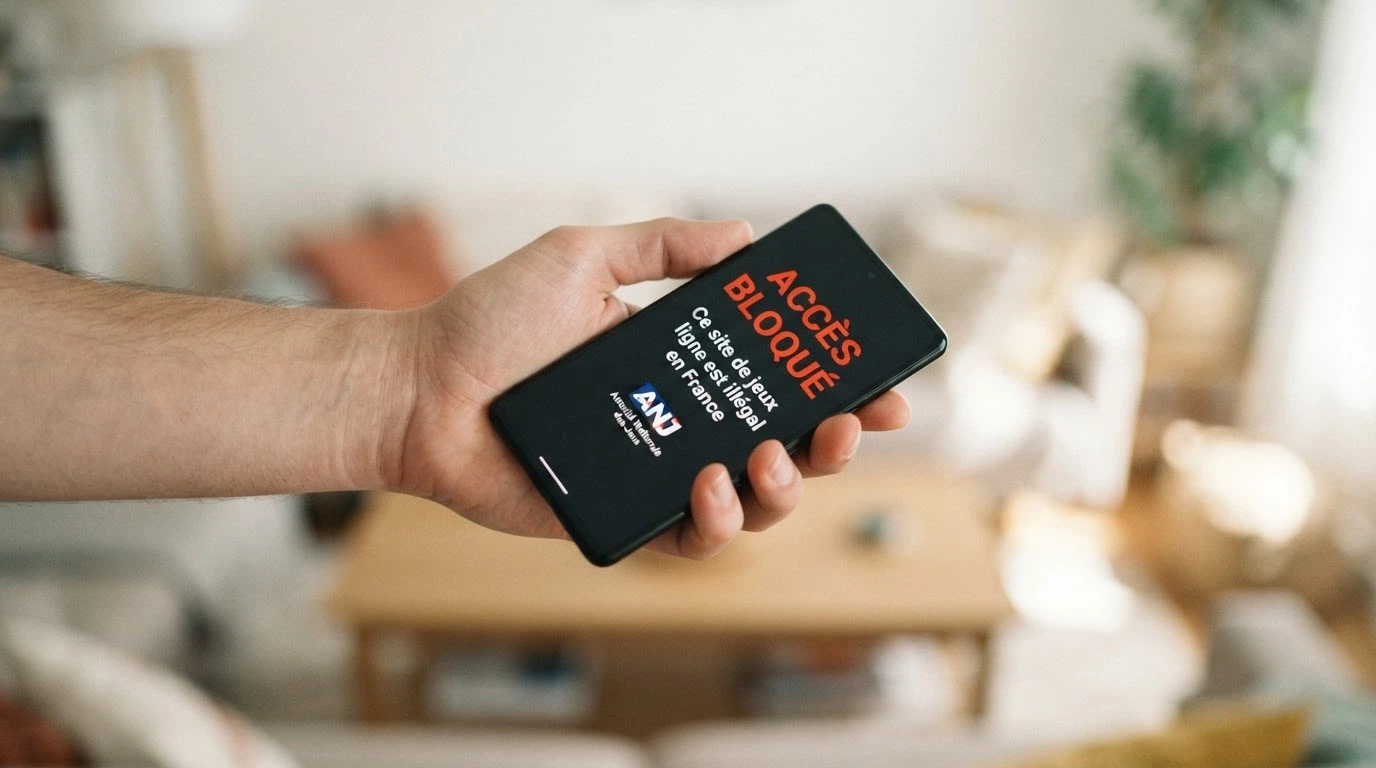 Page de mise en garde du site anj.fr contre les casinos en ligne illégaux, logo de l'ANJ visible