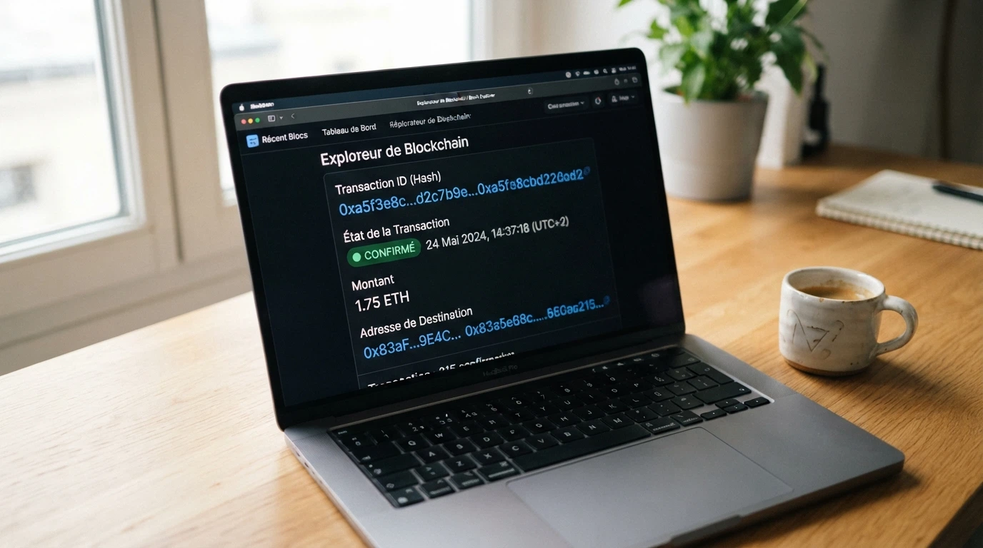 Capture d'écran d'une transaction XRP confirmée sur un explorateur de blockchain Ripple, affichant le montant transféré, l'horodatage et le statut « succès »